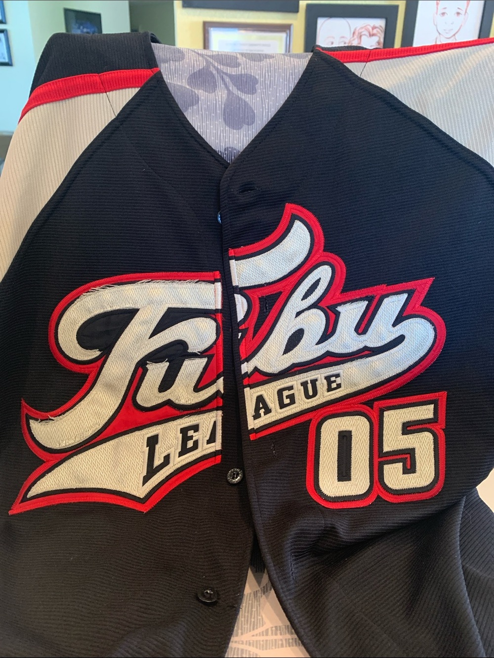 FUBU Black Red and White '05 League Varsity Jacket- VINTAGE